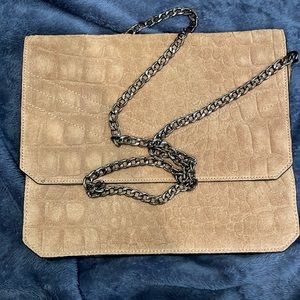 Urbancode leather croc Crossbody bag in taupe